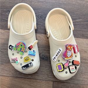 CROCS Cream with Charms! Barely worn!